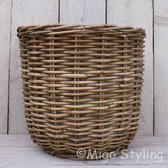 Plantenmand- Rond-Dia 43cm-Rotan-Riet-Grey-Houtmand-Opbergmand