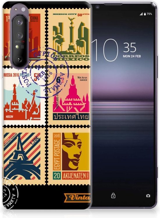 bol.com | GSM Hoesje Sony Xperia 1 II Trendy Telefoonhoesjes Postzegels
