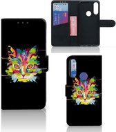 Wallet Book Case Alcatel 1S 2020 Smartphone Hoesje Cat Color Leuke Verjaardagscadeaus
