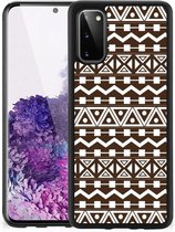 Telefoon Hoesje Geschikt voor Samsung Galaxy S20 Leuk TPU Backcase met Zwarte rand Aztec Brown