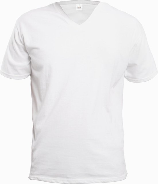 Zijden Heren T-Shirt V-Hals Wit Small - 100% Zijde