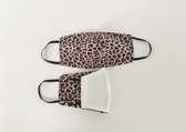 Leopard Impression Roze Luipaardprint Niet-Medisch Mondkapje 2 Stuks | Geschikt voor OV | Handgestikte DIY kapjes zelfgemaakt | Stijlvol en Creatief | Trendy Hip | Cadeau voor haar | Herbruik
