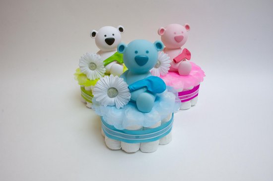 De Zoetebekjes® - Luiertaart - Pampertaart - Kraamcadeau - De Dagdromer - Blauw — afbeelding 2
