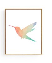 Postercity - Design Canvas Poster Geometrische Kolibri - Specht / Kinderkamer / Dieren Poster / Babykamer - Kinderposter / Babyshower Cadeau / Muurdecoratie / 40 x 30cm / A3