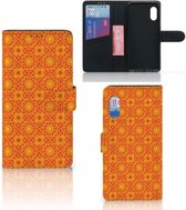 Wallet Book Case Geschikt voor Samsung Xcover Pro Telefoonhoesje Batik Orange
