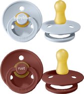 BIBS fopspeen set van 2 - BABYBLUE & RUST - Maat 1 - T1 Leeftijd: 0-6 maanden