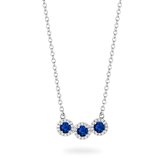 Silver Rose -CH2133BLU-COLLIER-925 Zilver Gerodineerd-Blauwe glazen steen met witte Cubic Zirkonia