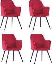 Eetkamerstoelen set 4 stuks ROOD VELVET  (Incl LW anti kras viltjes) - Eetkamer stoelen - Extra stoelen voor huiskamer - Dineerstoelen – Tafelstoelen