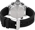 Zilverkleurig Citizen horloge met zwarte band, weergave van de achterkant en gesp.
