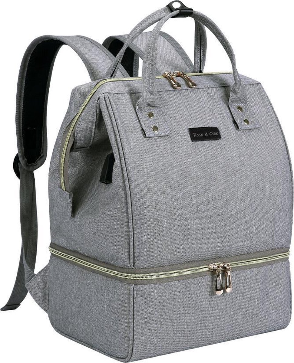 Goedkoopste Rose & Ollie Grote Kolftas Rugtas Grijs - Koeltas Moedermelk