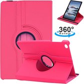 Book Cover Geschikt voor: Samsung Galaxy Tab S6 Lite 10.4-inch SM P610 / P615 Draaibaar Hoesje 360 Rotating Multi stand Case - Donker roze