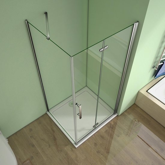 Leidingen stroom Lift Serie Poppy - Douchecabine Rechthoek - 90 Vouwdeur x 80 Vaste Wand - Chroom  - 6mm... | bol.com