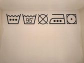 Muursticker - Wandsticker Wassymbolen / Washok Sticker mat zwart