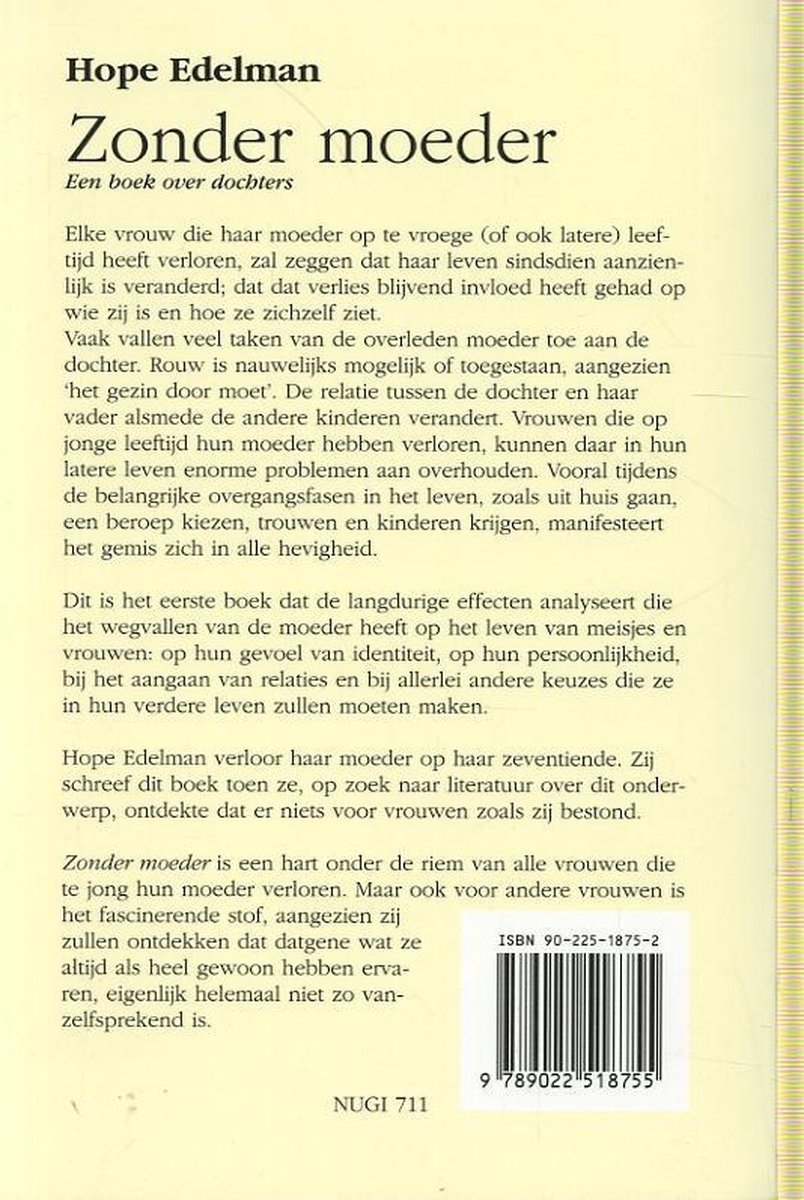 Zonder Moeder - back cover