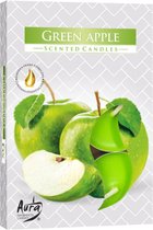 Aura - Geur Theelichtjes / Geurkaarsen / Waxinelichtjes / Scented Candles - Green Apple - Appel geur - 1 doosje met 6 waxinelichtjes
