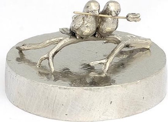 Sokkel met duifjes 2 - Zilvertin Asbeeld Dieren Urn Voor Uw Geliefde Duif of Vogel - Kat - Hond - Paard - Konijn
