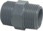 Mega Nippel PVC-U 1" buitendraad 10bar grijs