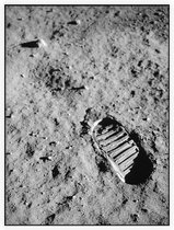 Astronaut footprint (voetafdruk op maanoppervlak) - Foto op Akoestisch paneel - 60 x 80 cm