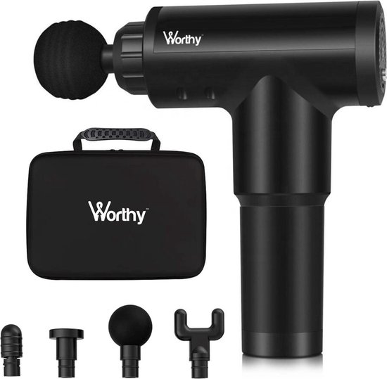 Worthy Luxe Massage Gun - Massage Gun - Massage Gun Professioneel - Massage Apparaat - Massage Pistool - Massagegun - Massage-gun - Sport en Relax Massage - 4 Opzetstukken - 6 Snelheden