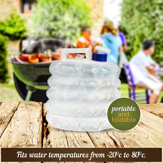 Paquet de 2 contenants d'eau en plastique pliable de 5 litres, transparent