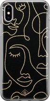 iPhone X/XS hoesje siliconen - Abstract faces | Apple iPhone Xs case | TPU backcover transparant