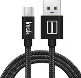 Let op type!! IMAK micro naar type-C/USB-C nylon weven opladen data kabel  lengte: ongeveer 1M (zwart)
