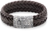 Rebel and Rose Silver Line Braided Raw Vintage Armband RR-L0074-S-L (Lengte: 18.00-19.50 cm)