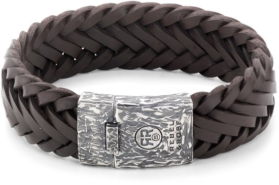 Bracelet Vintage Brut tressé Rebel et Rose Silver Line RR-L0074-SL (Longueur: 18.00-19.50 cm)