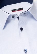 ETERNA modern fit overhemd - structuur heren overhemd - lichtblauw met wit (donkerblauw contrast) - Strijkvrij - Boordmaat: 41