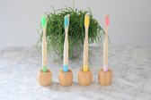 Bamboe tandenborstel houders - 4 stuks - potje