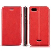 Let op type!! Retro eenvoudige Ultra-Thin magnetische horizontale Flip lederen draagtas voor Xiaomi Redmi 6A  met houder & kaartsleuven & Lanyard (rood)