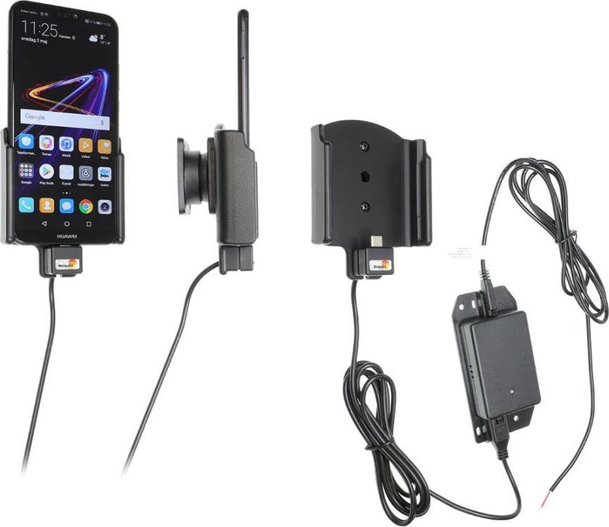 Brodit houder - Huawei P20 Lite Actieve houder met vaste voeding