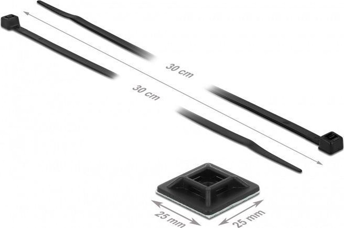 Tie Rips Tie-wraps 300 x 4,8mm (10 stuks) met zelfklevende houders (10 stuks ...