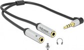 Premium 3,5mm 4-polig > 2x 3,5mm headset adapter (CTIA/AHJ) / haaks - 0,25 meter