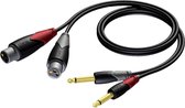 Procab CLA707 2x XLR (v) - 2x 6,35mm Jack (m) audiokabel - 1,5 meter