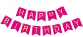Happy Birthday Slinger Feest Versiering Verjaardag Versiering Vlaggenlijn Feest Decoratie Fuchsia & Goud - 1 Stuk