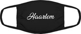 Haarlem mondkapje | gezichtsmasker | bescherming | bedrukt | logo | Zwart mondmasker van katoen, uitwasbaar & herbruikbaar. Geschikt voor OV