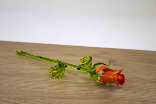 werkelijk begrijpen natuurlijk Roos Oranje - Roos - Bloem - Glazen roos - Glazen bloemen - Bloem glas -  Cadeau -... | bol.com