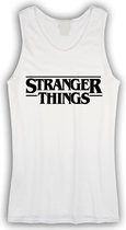 Witte Tanktop sportshirt Size XXXL met Zwart logo "Stranger Things"