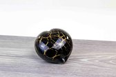 Mini urn Hart Zwart met bladgoud 12 cm van Loranto Glas