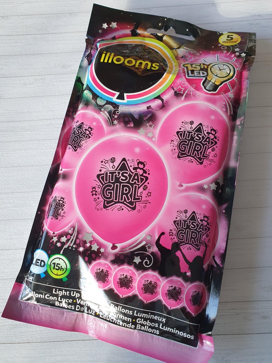 Goedkoopste LED geboorteballonnen roze