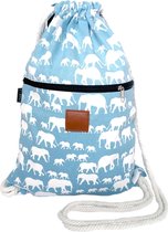 T-Bags Schooltas met rits - Katoenen Rugtas - Trekkoord - Gymtas - Blauw