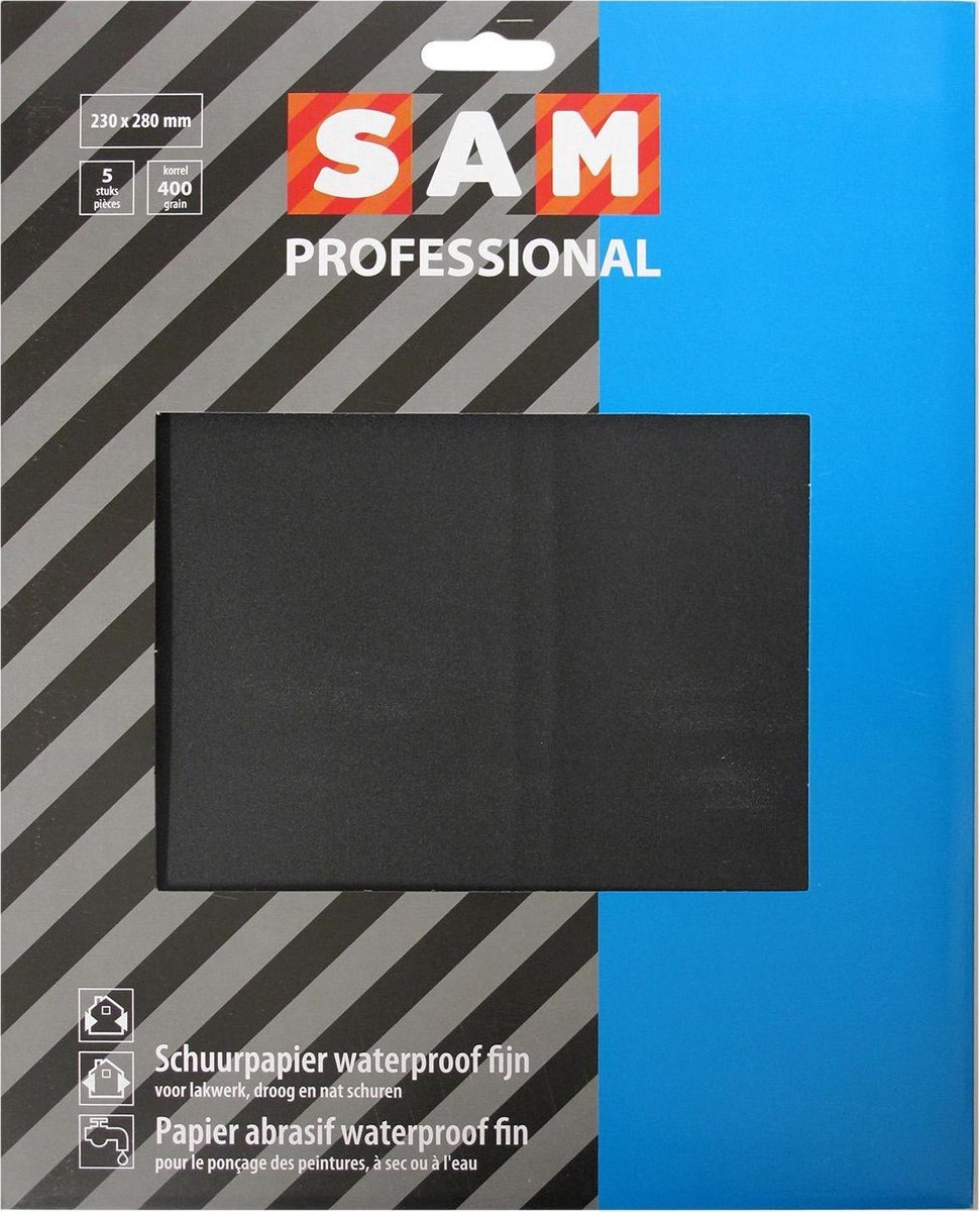 SAM professional schuurpapier waterproof fijn - korrel 400 - 5 stuks