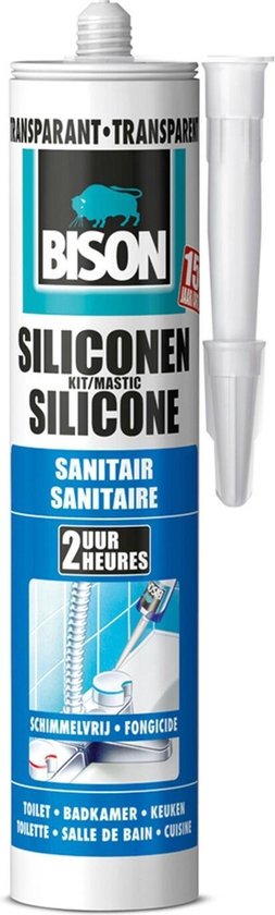 Bison Siliconenkit Sanitair Koker - Grijs/Transparant - 310 ml