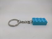 Lego sleutelhanger blok 2x4 - Kleur lichtazuur