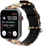 Leopard lederen bandje Geel-Bruin met klassieke gesp voor Apple Watch 42mm - 44mm horlogeband voor Iwatch Series 1|2|3|4|5|6 Watchbands-shop.nl