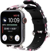 Leopard lederen bandje Wit-Paars met klassieke gesp voor Apple Watch 42mm - 44mm horlogeband voor Iwatch Series 1|2|3|4|5|6 Watchbands-shop.nl