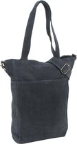 GUSTI Crossbody Handvat Tas Blauw Olivia | Schoudertas dames | Shopper van suède en splitleer