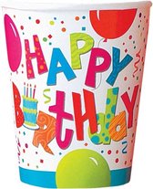 Unique Feestbekers Happy Birthday 'jamboree' 8 Stuks 250 Ml Multicolor