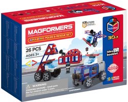 Magformers Amazing Police & Rescue Set- bouwset 26 stuks- magnetisch speelgoed- speelgoed 3,4,5,6,7 jaar jongens en meisjes– Montessori speelgoed- educatief speelgoed- constructie speelgoed
